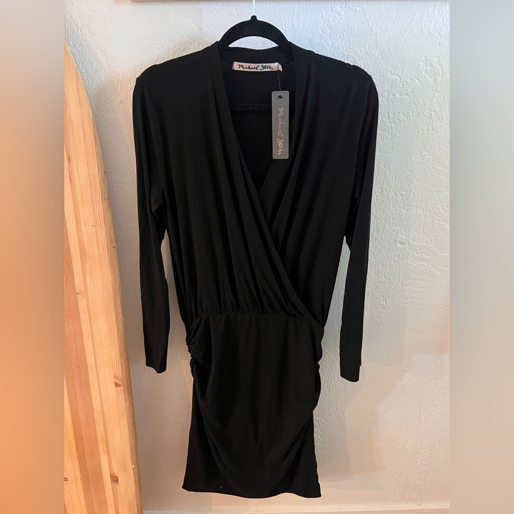 Michael Stars NWT Modal black wrap dress L